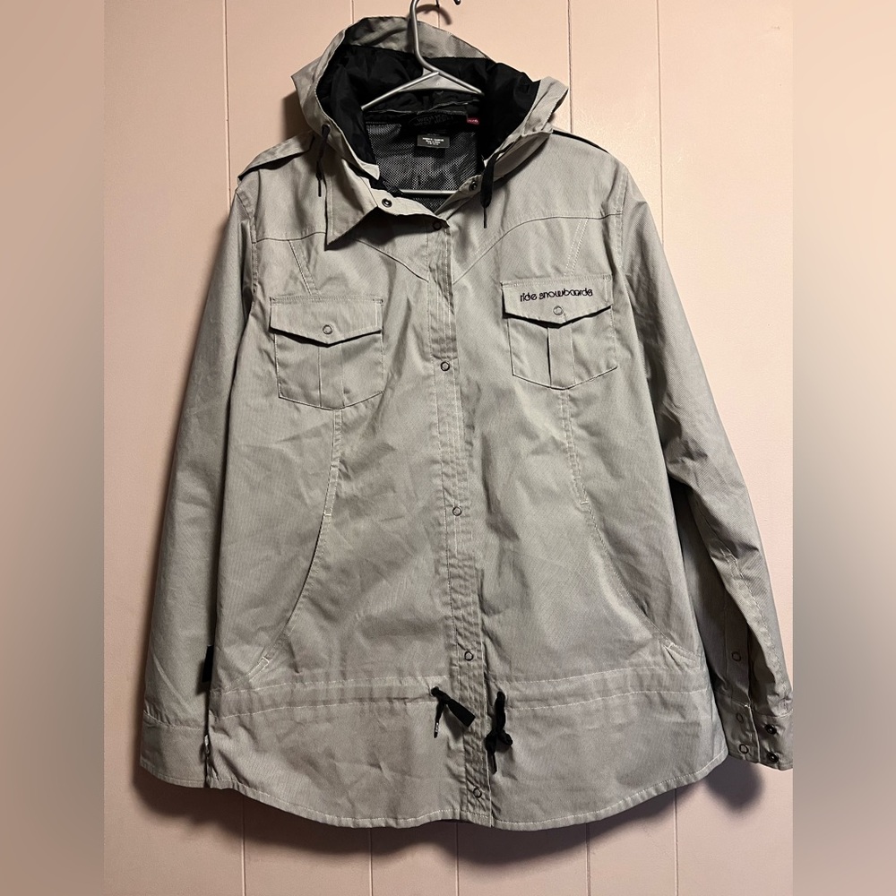 Ride Snowboard Shacket Size large Gray Hybrid Lightweight Hooded Jacket